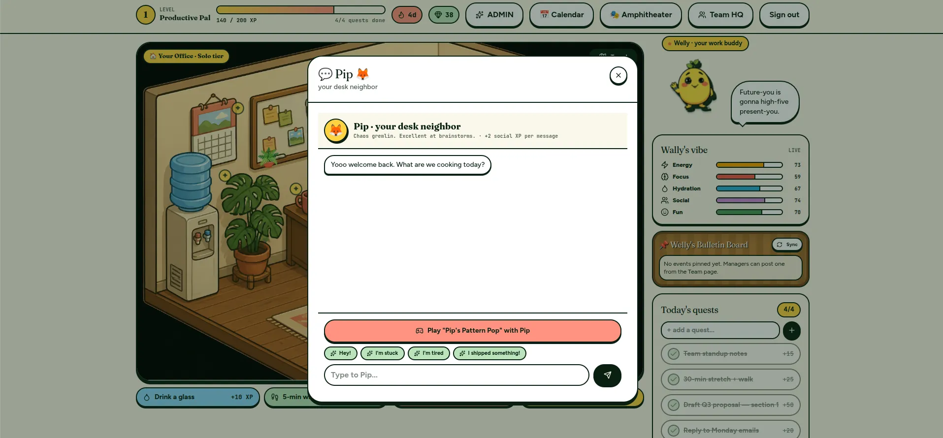 Remotely Well screenshot: AI coworkers